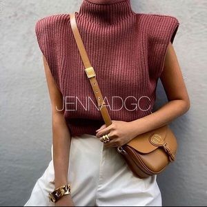 Zara Ribbed Knit Top in Burgundy